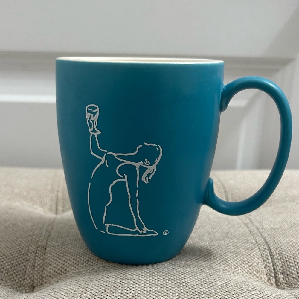 Enesco 12oz. Mug Coffee Tea Cup 2014 mamasana Blue Ceramic Yoga Pose